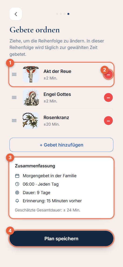 Schritt 4: Reihenfolge und Speichern