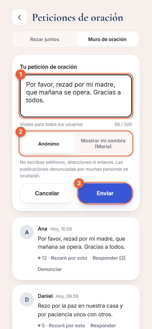 Escribir una petición de oración