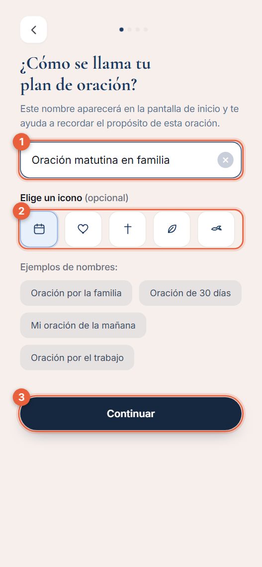Paso 1: pon nombre al plan
