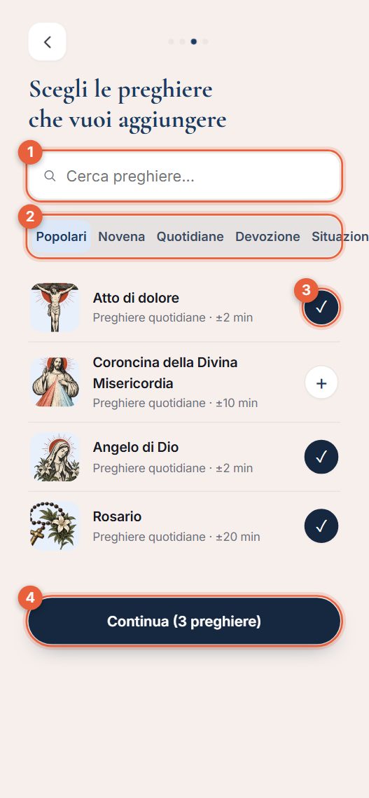 Passo 3: scegli le preghiere