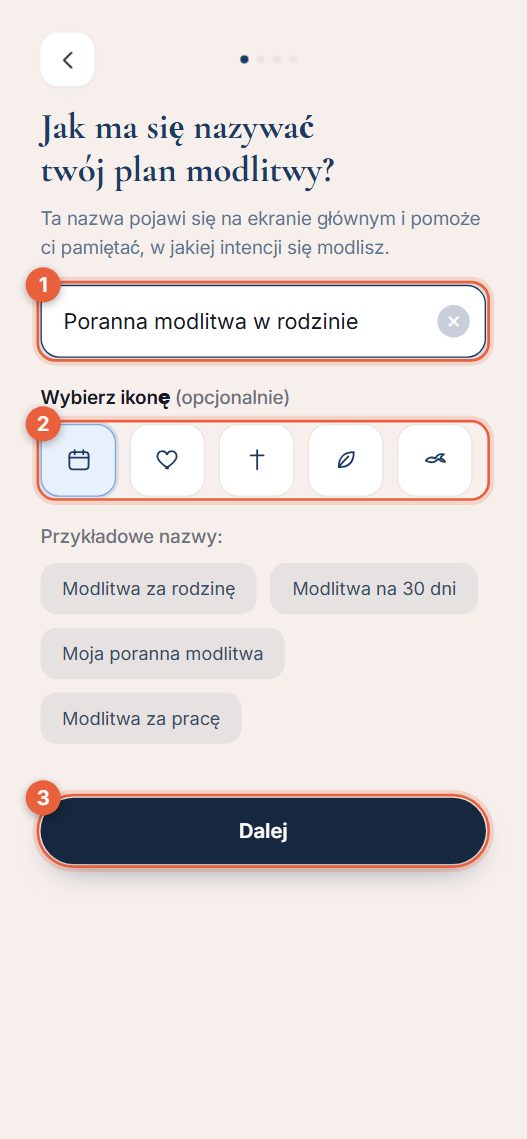 Krok 1: nazwij plan