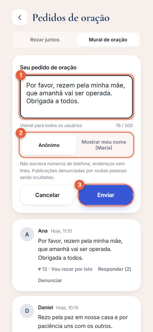 Escrever um pedido de oração