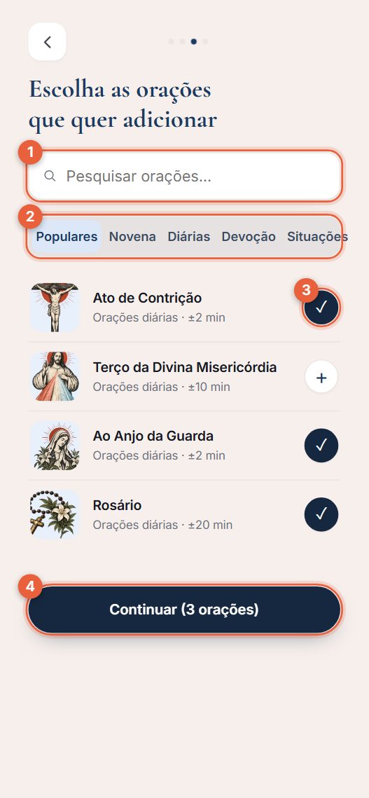 Passo 3: escolha as orações