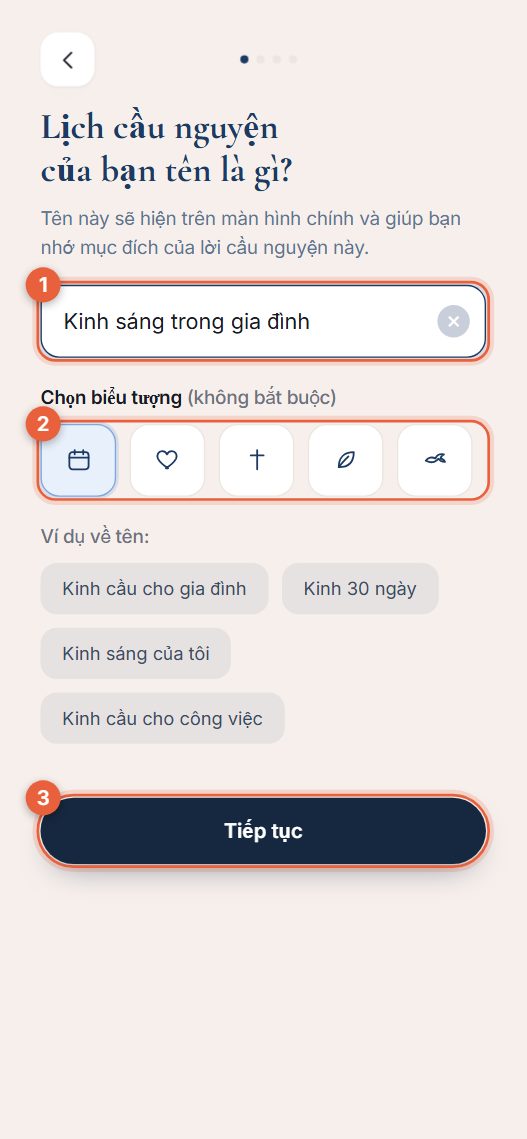 Bước 1: đặt tên lịch