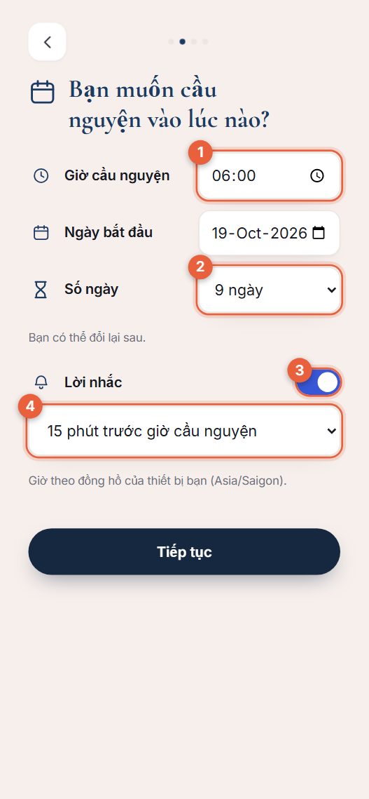 Bước 2: giờ